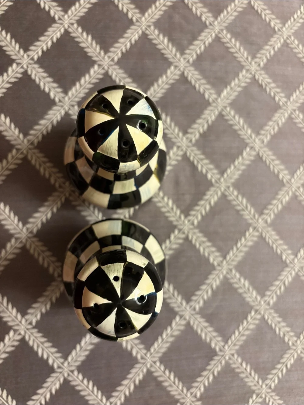 Mackenzie Childs Large Courtly Check Salt and Pepper Shakers